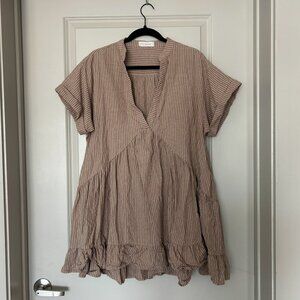 By Together Tan Pinstripe Mini Dress